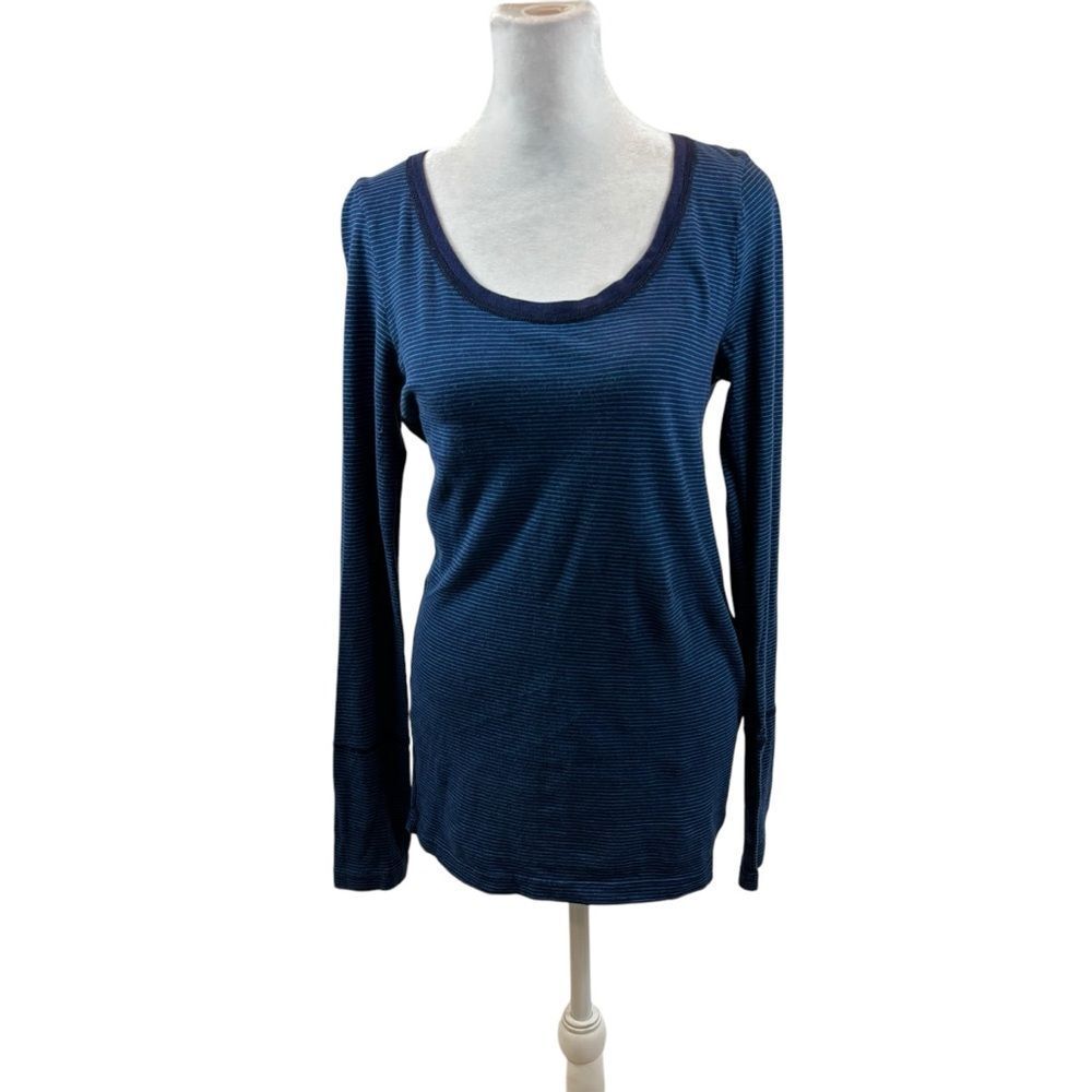 Ladie American Eagle Brand Classic Scoop neck Striped Top Blue Size Large